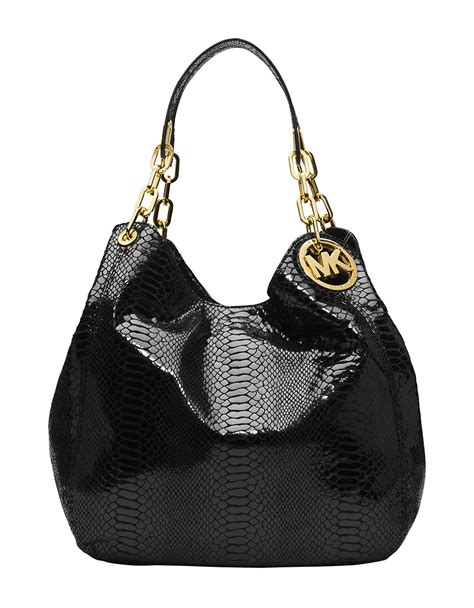 big black michael kors purse|Michael Kors black patent tote.